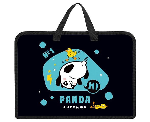 Папка А4 пластиковая на молнии с ручками Панда энерджи 08092 Хатбер