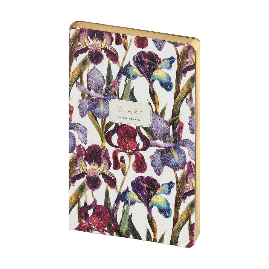 Ежедневник недат. А5 золотой срез, искусственная кожа Flora Ирисы 3-743/15 Bruno Visconti