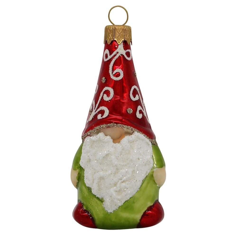 Елочная игрушка стекло Веселый бородач 3 h-10см в упаковке ФУ-599/1