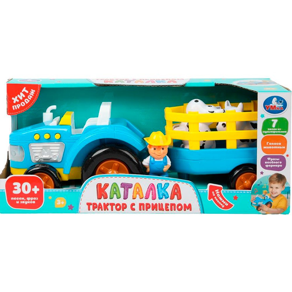 Каталка Трактор с прицепом 30 песен в кор B2329541-R1