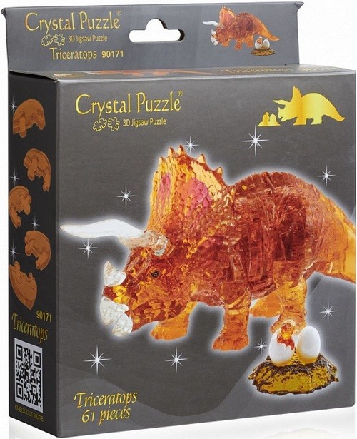 Пазл 3D кристал 61эл Трицератопс коричневый 90171