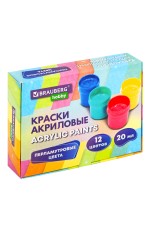 Краски акрил 12цв*20мл перламутровые 192436 Brauberg