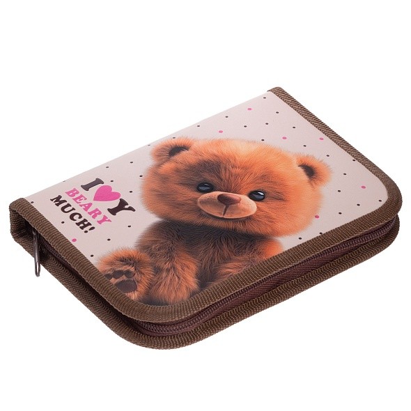 Пенал 1 отделение, откидная планка Пушистый мишка 46079 Хатбер