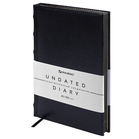 Ежедневник недат А5 чернсрез исккожа чернFlame 113429 Brauberg