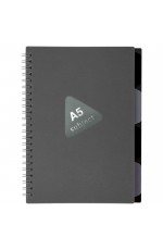 Тетрадь А5 80л кл спир пластобл с раздел серая 405369 Brauberg