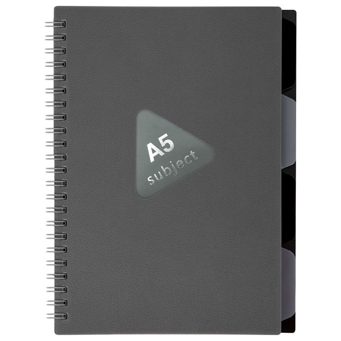 Тетрадь А5 80л кл спир пластобл с раздел серая 405369 Brauberg