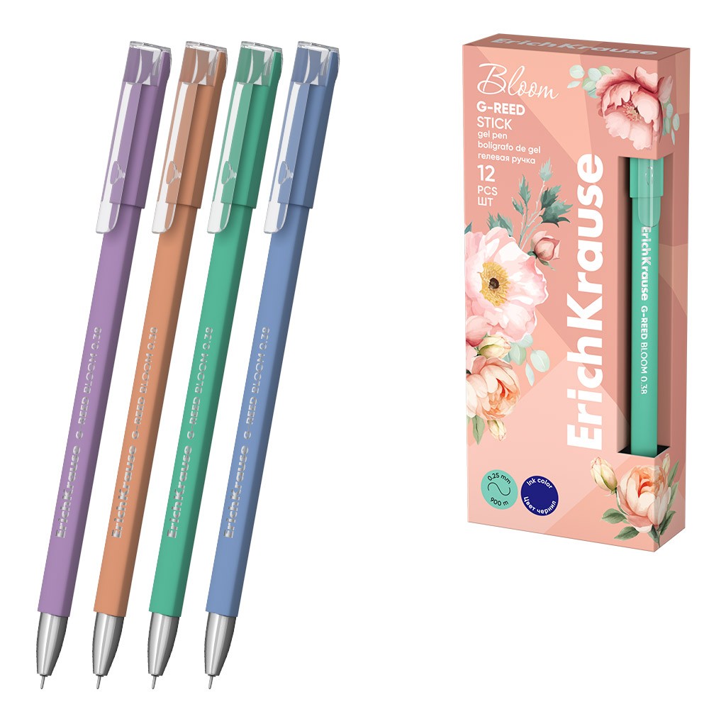 Ручка гелевая 0,38мм синяя Pastel Bloom 61299 Erich Krause