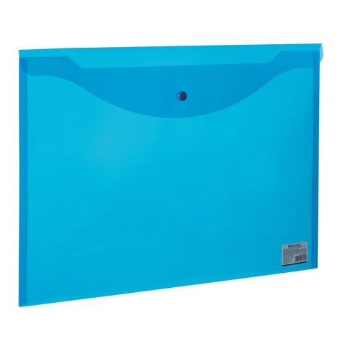 Папка на кнопке А3 пластиковая прозрачная синяя 224034 Brauberg