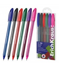 Набор ручек шариковых 6 цветв 1мм U-108 Стик Колор (Stick Color) 61022 Erich Krause