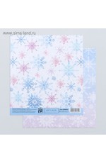 Бумага для скрапбукинга 15 5*15 5 Нежные снежинки 1шт 4404840 Арт Узор