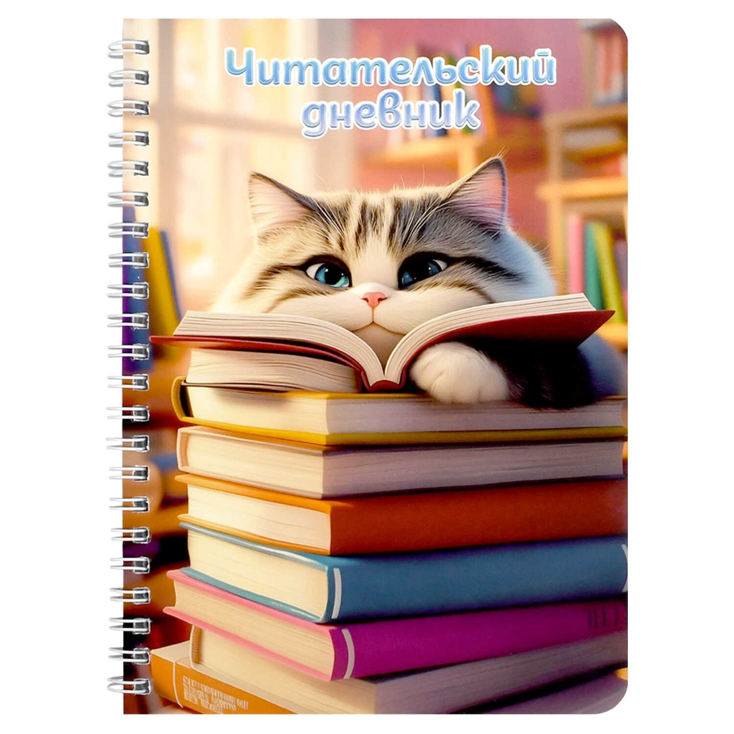Дневник читательский А5 52л спираль пластиковая обложка Пушистый книголюб 70538 Феникс