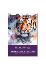 Бумага для акварели А4 15л 300г/м среднее зерно в папке 116353 Brauberg
