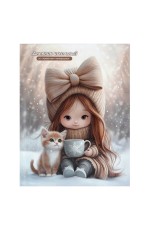 Дневник 1-11кл твёрдая обложка Девочка с котенком и кофе 72731 Феникс