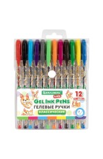 Набор ручек гелевых 12 цветов Милые животные (Cute Animals) 144445 Brauberg