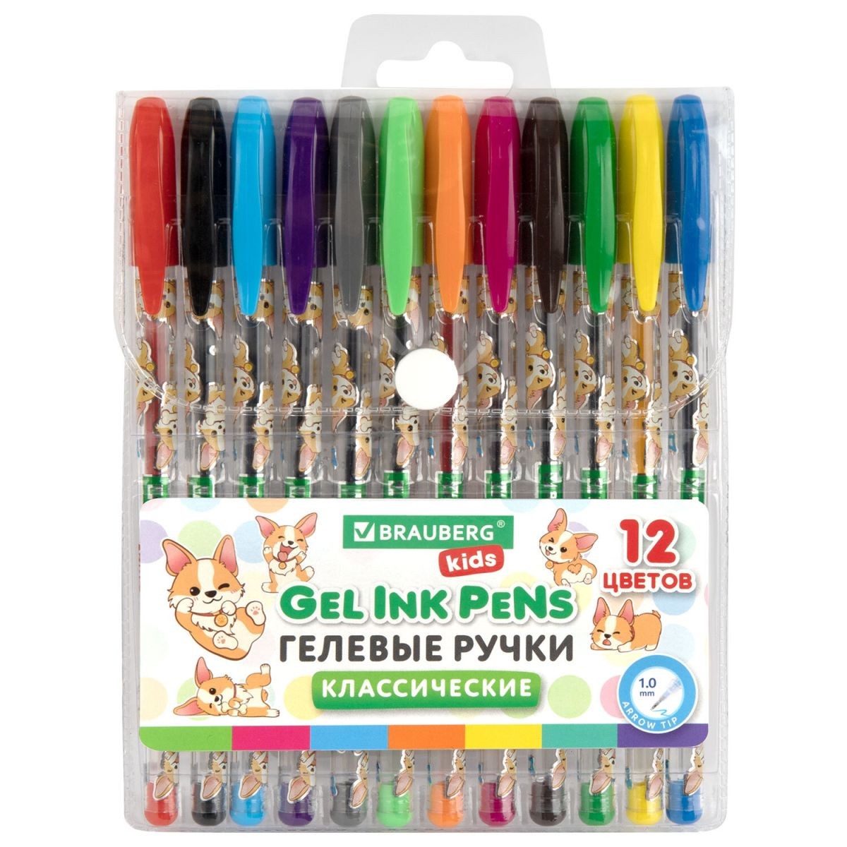 Набор ручек гелевых 12 цветов Милые животные (Cute Animals) 144445 Brauberg