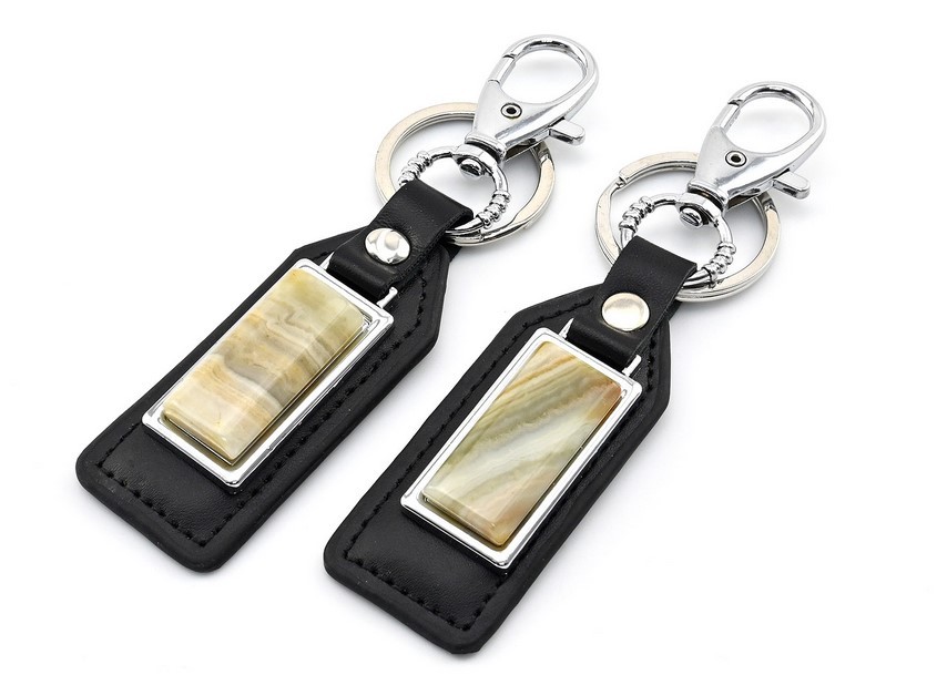 Брелок из кожи с агатом переливт 1131226вп