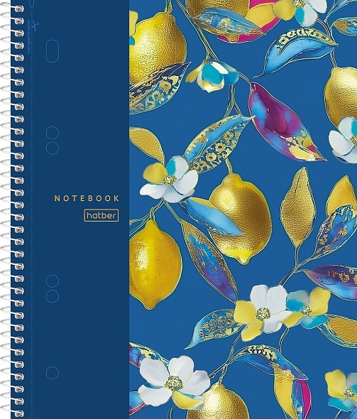 Тетрадь 120л спир 3цв раздел перфор софт-тач Солнечные лимоны 35700 Хатбер