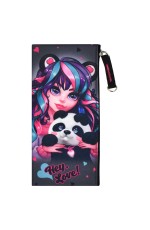 Пенал-косметичка 1 отделение текстильный на молнии Девушка с пандой 65282 Феникс