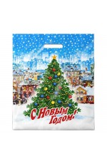 Пакет п/эт с вырубн ручк 40х47см/45 мкм Городская ёлка Интерпак