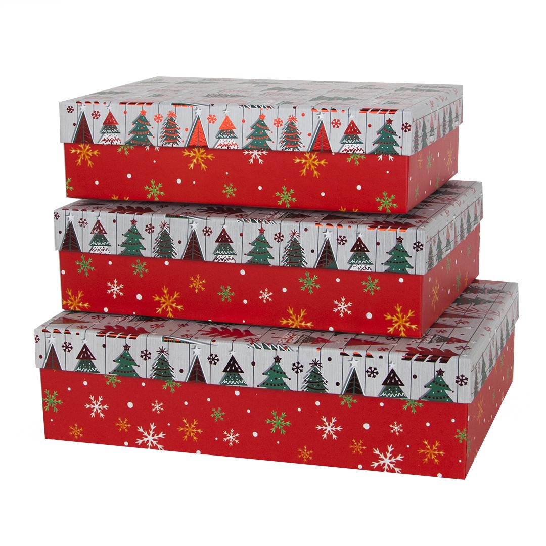 Коробка подар прямоуг Новогодние ёлочки №1 502241 Дон Баллон