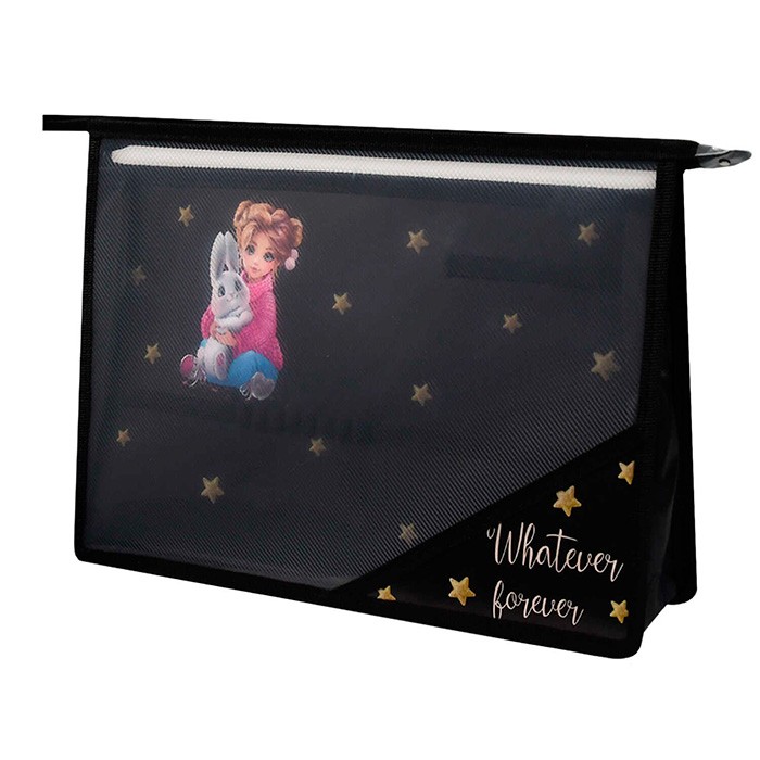 Папка д/дев А4 пластиковая на молнии Девочка и зайка 69287/12 Феникс