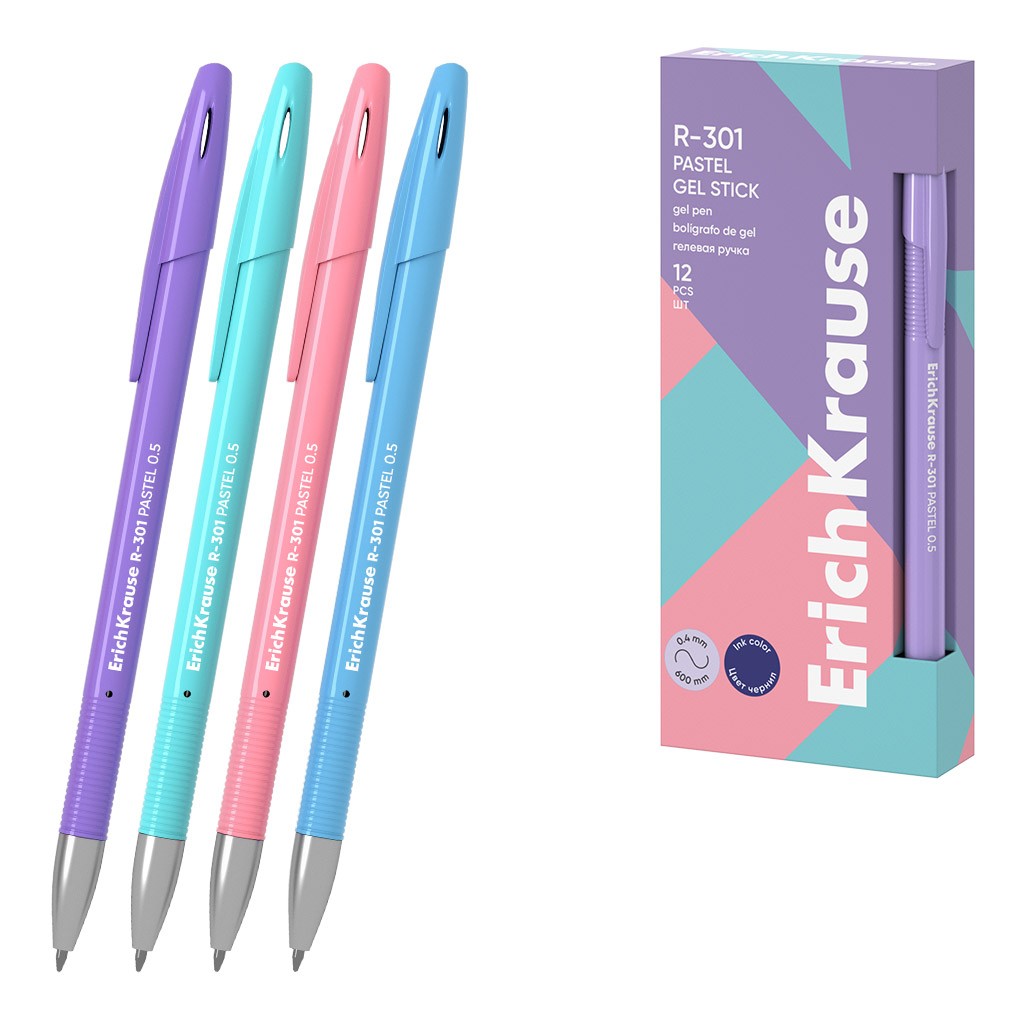 Ручка гелевая 0,5мм синяя R-301 Gel Stick Pastel 61289 Erich Krause
