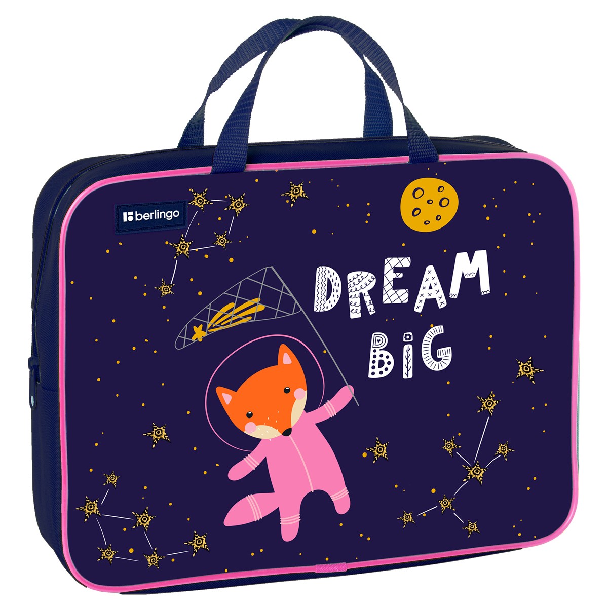 Папка А4 текстильная на молнии с ручками Лис мечтатель (Fox Dreamer) FB90017 Berlingo