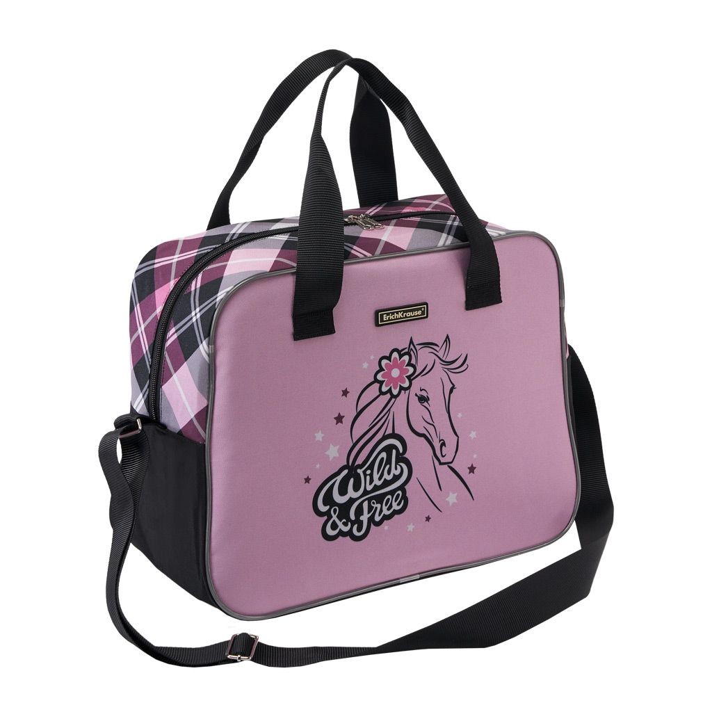 Сумка для спорта и путешествий текстильная на молнии с ручками Цветочная лошадка (Flower horse) 48481 Erich Kraus