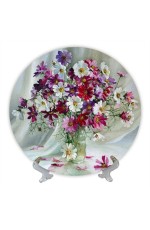 Тарелка керам живопись 21см Космея №0028