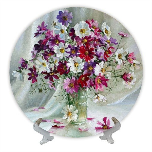 Тарелка керам живопись 21см Космея №0028