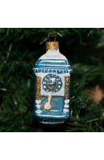 Елочная игрушка стекло Часы-тумба голубые h-9см в упаковке ФУ-102/2/4