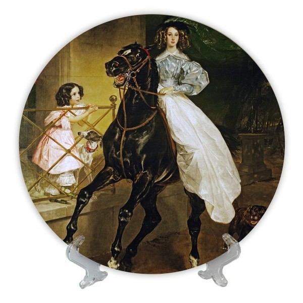 Тарелка керам живопись 21см Всадница №0022