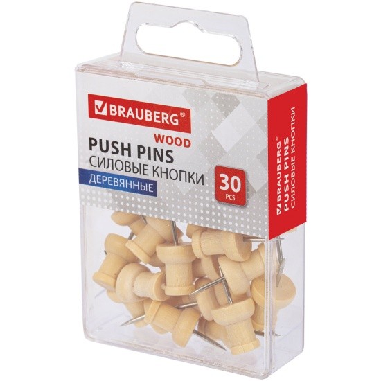 Кнопки силовые дер 30шт Wood 272759 Brauberg