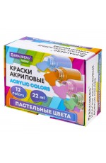 Краски акрил 12цв*22мл пастельные 192411 Brauberg