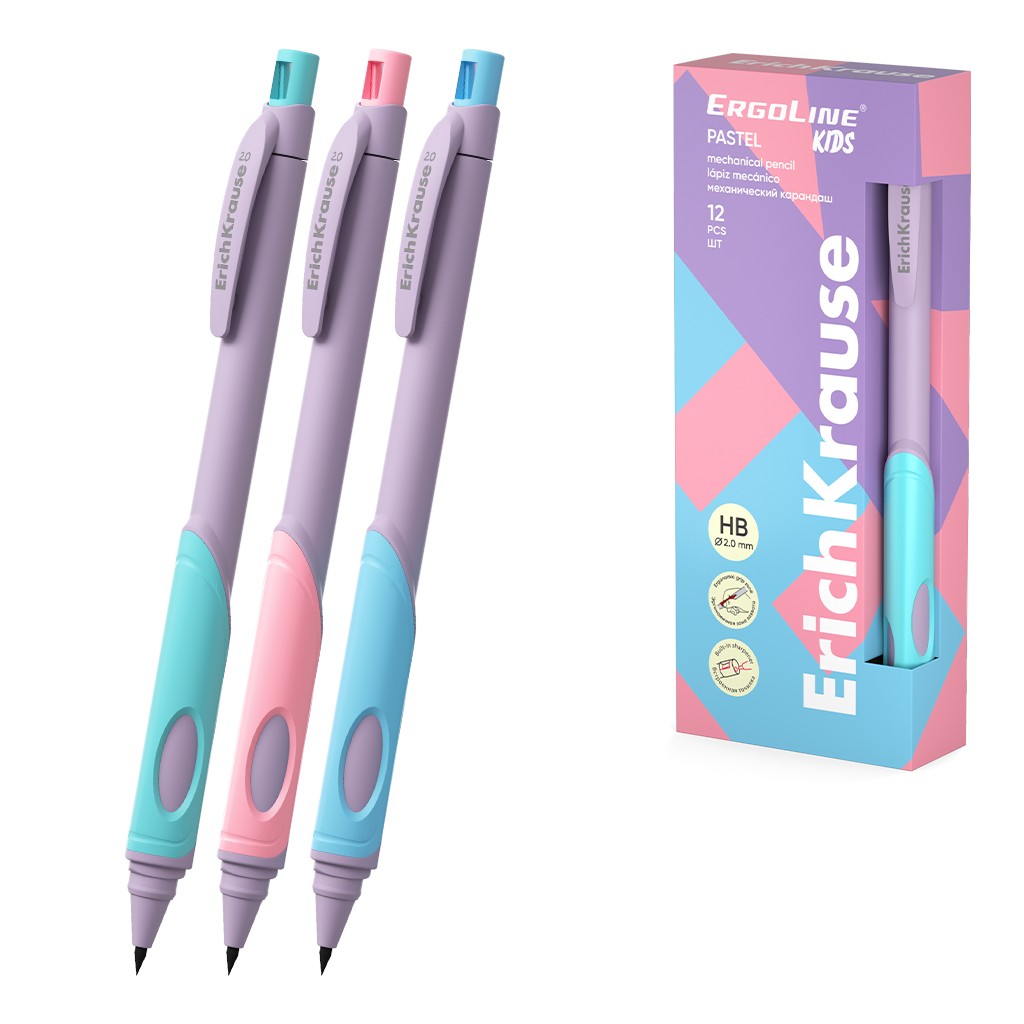 Карандаш механический 2,0 мм с точилкой ErgoLine Pastel 63833 Erich Krause