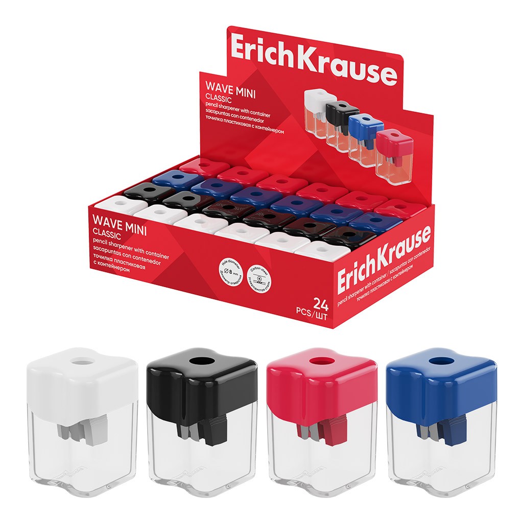 Точилка 1 отврстие с контейнером Wave Mini Classic 60042 Erich Krause