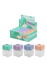 Точилка 2 отверстия с контейнером Wave Duo Pastel Bloom 60047 Erich Krause