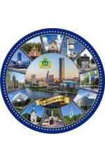 Тарелка Екатеринбург керам 21см Коллаж 12 вид син фон №0063