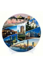 Тарелка декор Екатеринбург керам21см Коллаж 7 видов рамка волна №0078