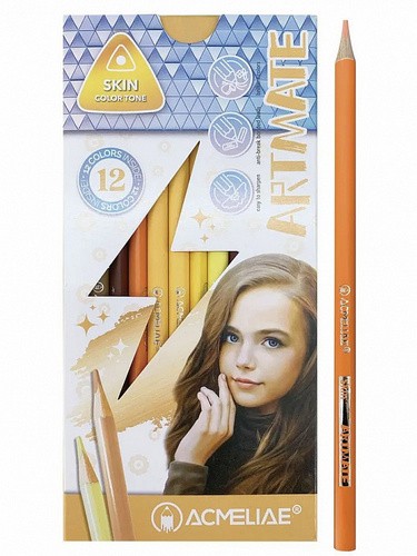 Набор карандашей, 12 цветов, портрет Skin Artmate 8802 Acmeliae