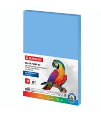 Бумага для оргтехники А4 100л 80г/м интенсив Синяя 112453 Brauberg