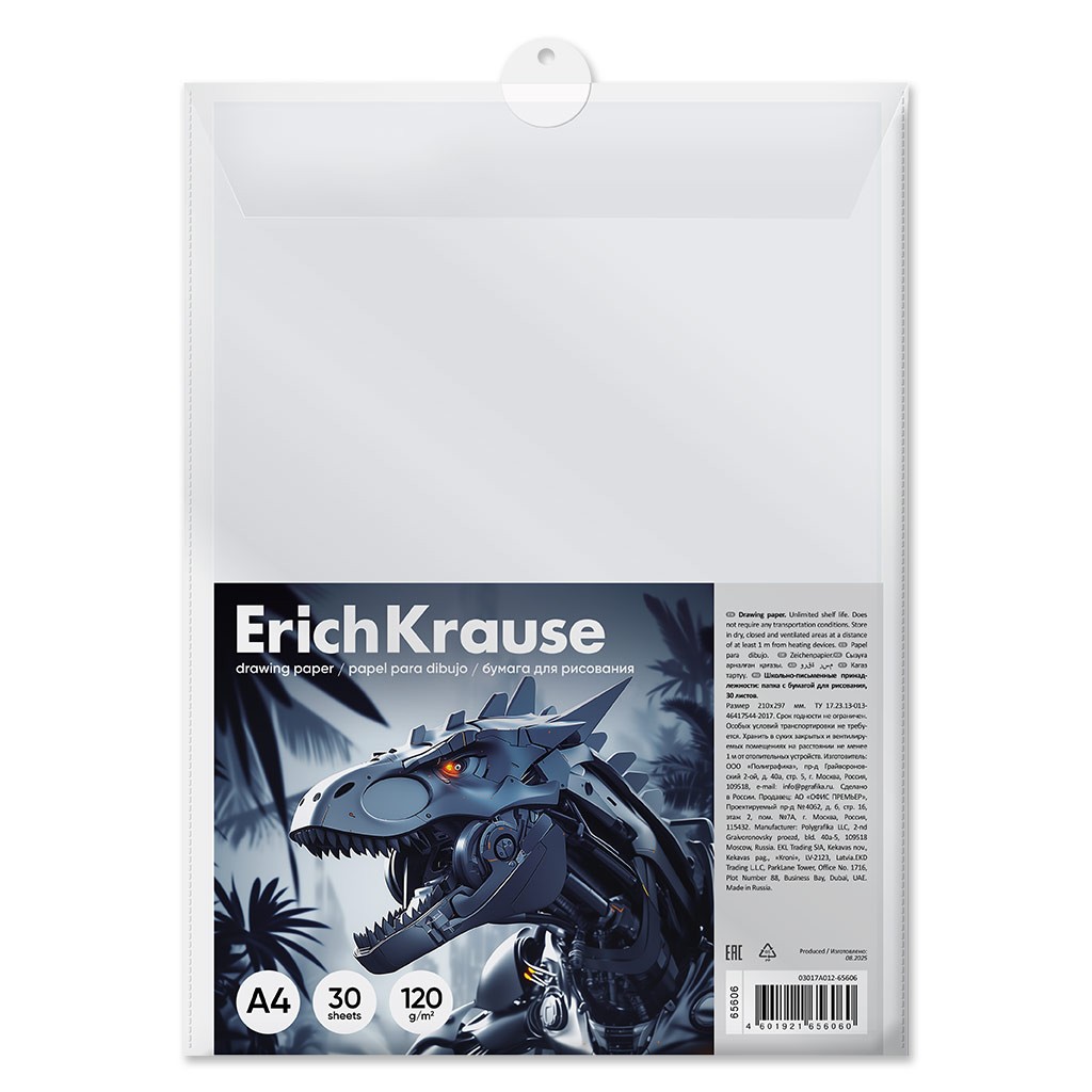 Бумага для рисования А4 30л 120г/м в пластиковой папке 65606 Erich Krause