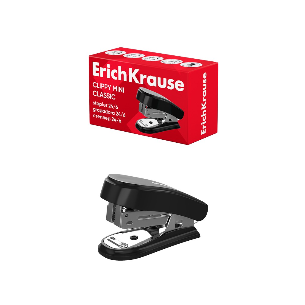 Степлер мини №24/6 26/6 до 15л черн Clippy Mini Classic 61741 Erich Krause