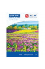 Папка для акварели А2 10л 200г/м Луг 111062 Brauberg
