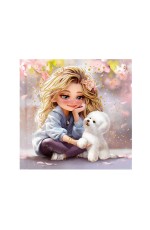 Записная книжка 105*105 48л точка твобл Блондинка с собачкой 70120 Феникс