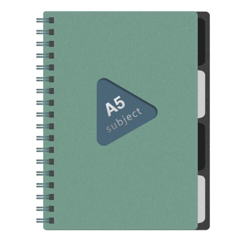 Тетрадь А5 80л кл спир пластобл с раздел зеленая 405367 Brauberg