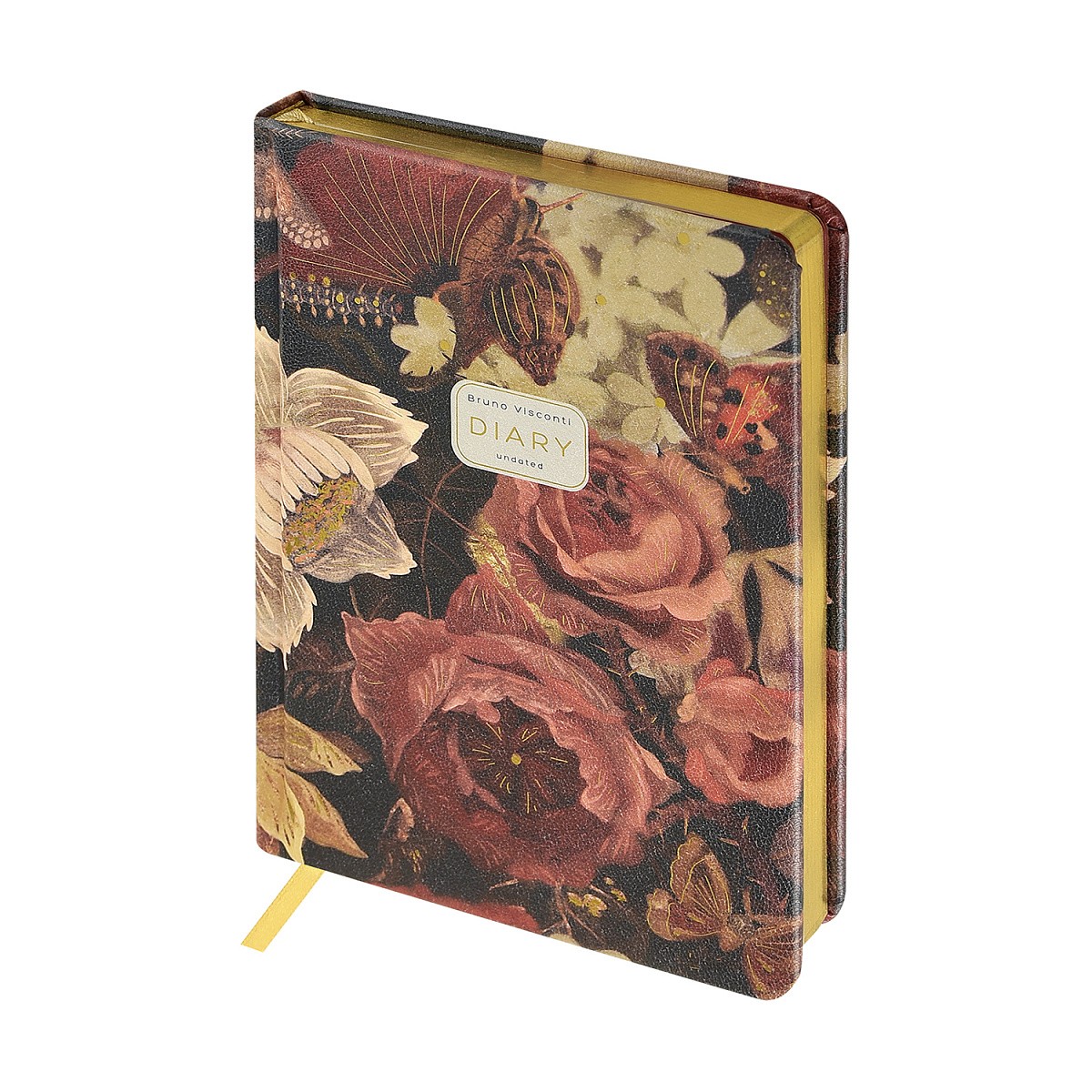 Ежедневник недат. А5 искусственная кожа, золотой срез Пышный букет 3-744/06 Bruno Visconti