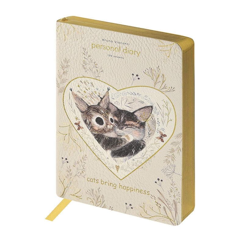 Ежедневник недат. А6 золотой срез, искусственная кожа Котики приносят счастье 3-742/08 Bruno Visconti