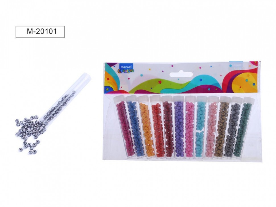 Набор бисера 12 цв 7г 4мм туба М-20101 MAZARI