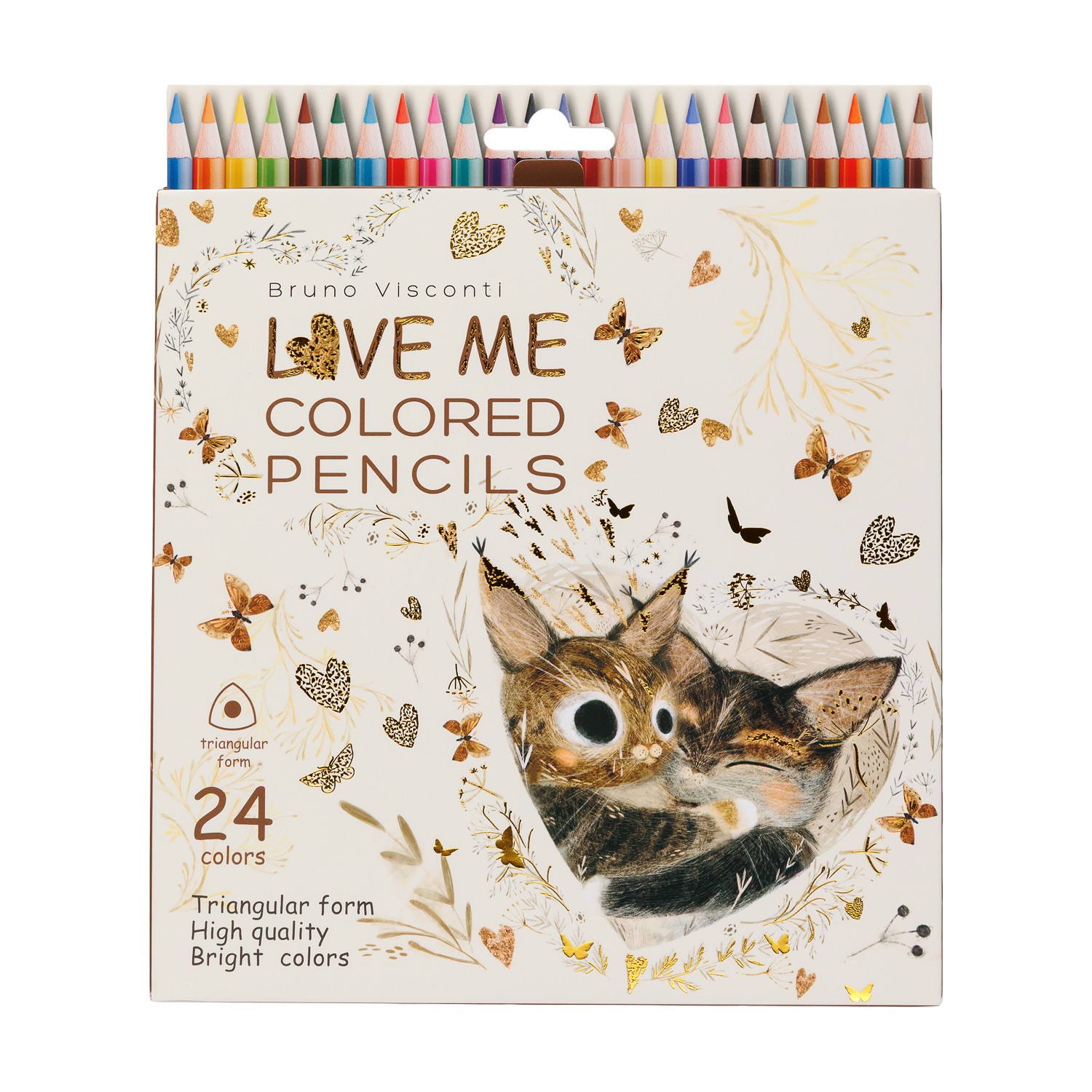 Набор карандашей 24цв трехгранные Love me Котики 30-0156 Bruno Visconti